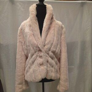 KAITY FAUX FUR COAT JACKET PINK FURRY FLUFFY CROPPED SIZE S